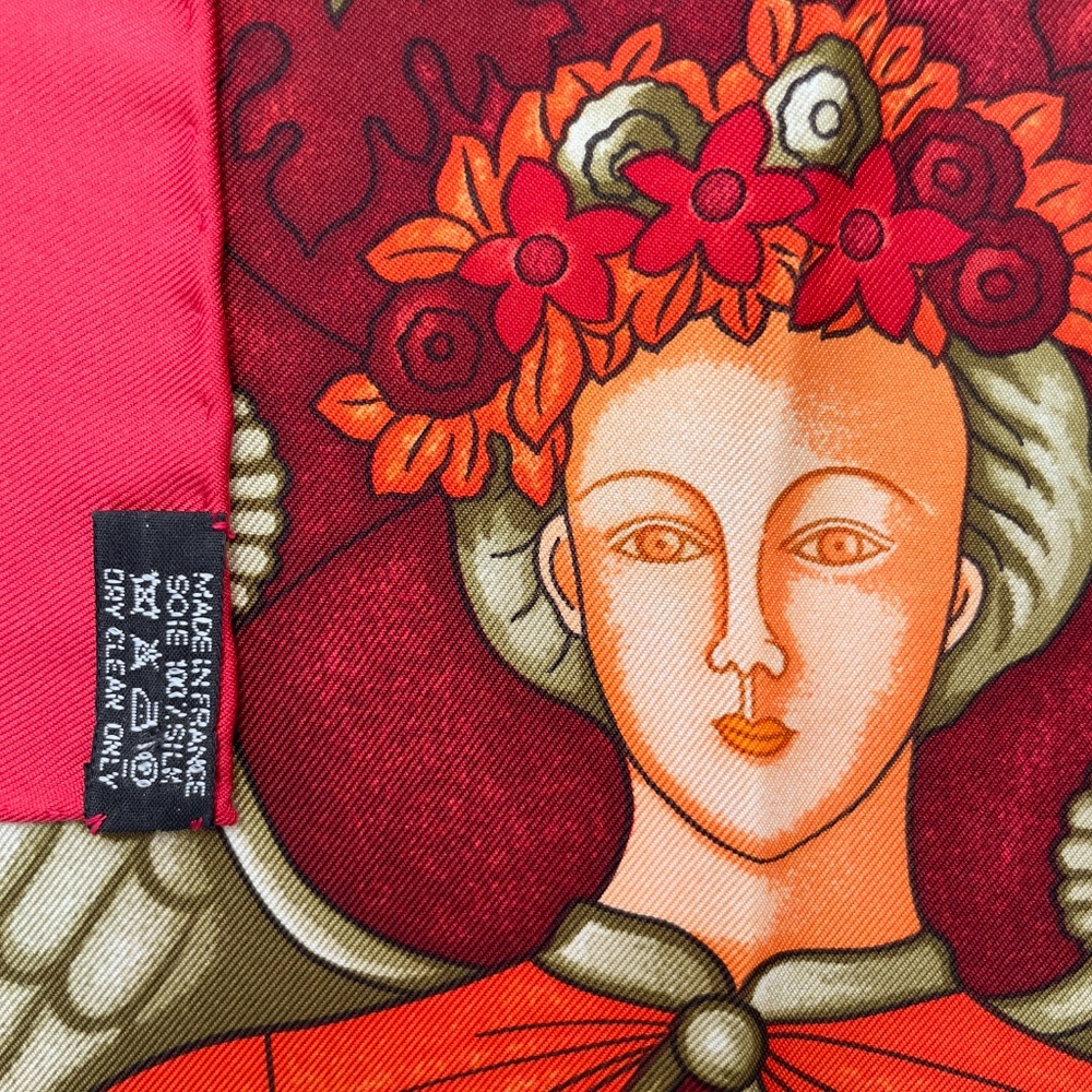 RARE! NOWT Hermes Scarf "Lumbers de Paris" in Red - Picture 12 of 13